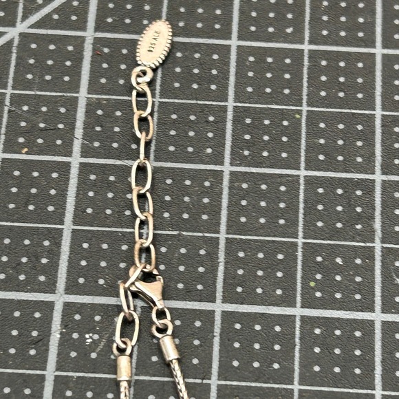 Pandora 925 ALE Sterling Silver Necklace Brown Gemstone Oval Pendant 17.5 inch - Picture 5 of 8